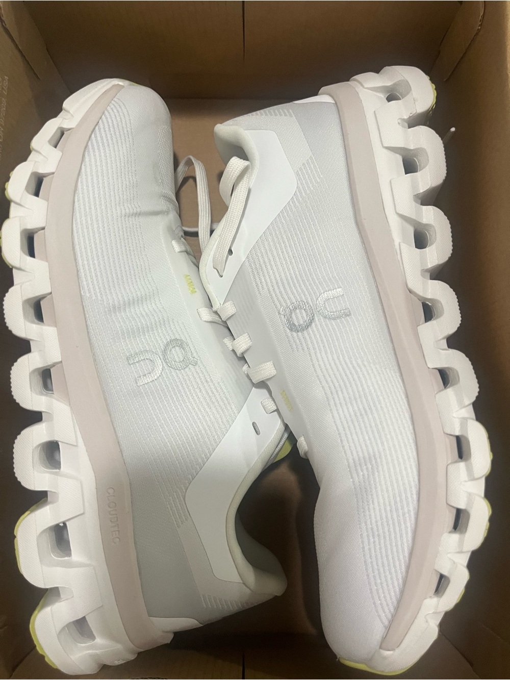 On Women’s cloud flow 4 Running Shoes — White with Light Beige Accents 7.5 w - Picture 4 of 5